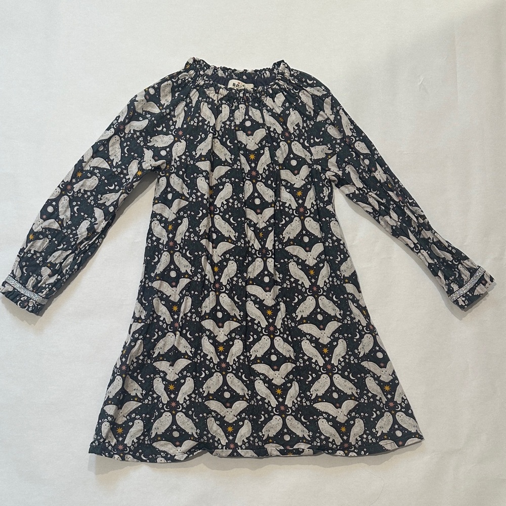 Mini Boden Dress in Black and White with Harry Potter Owl Print